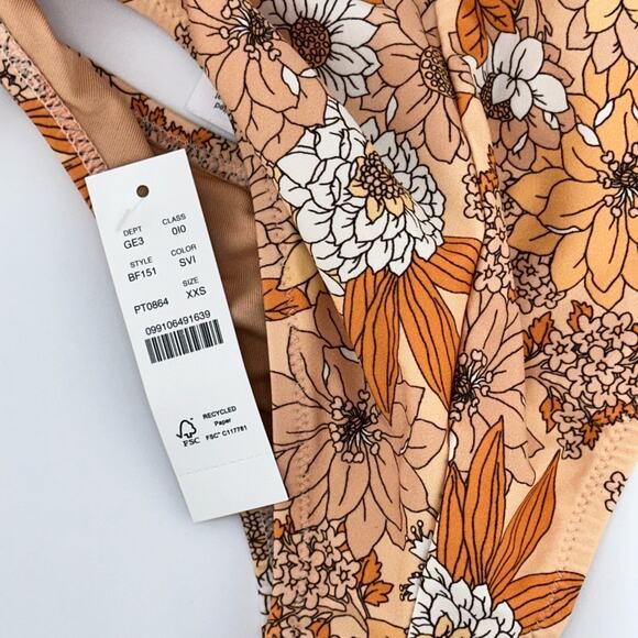 J. Crw Hipster Curved Waist Cheeky Bikini Bottom in Zinnia Floral Size XXS NWT - Picture 3 of 3